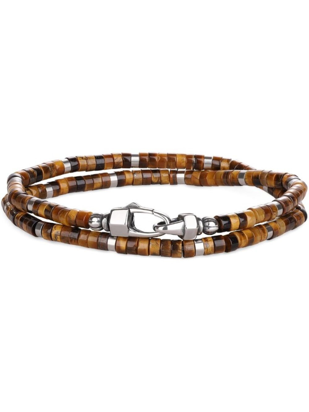 Double Layer Heishi Beaded Bracelet for Men - Gemstone Black Onyx, Tiger Eye